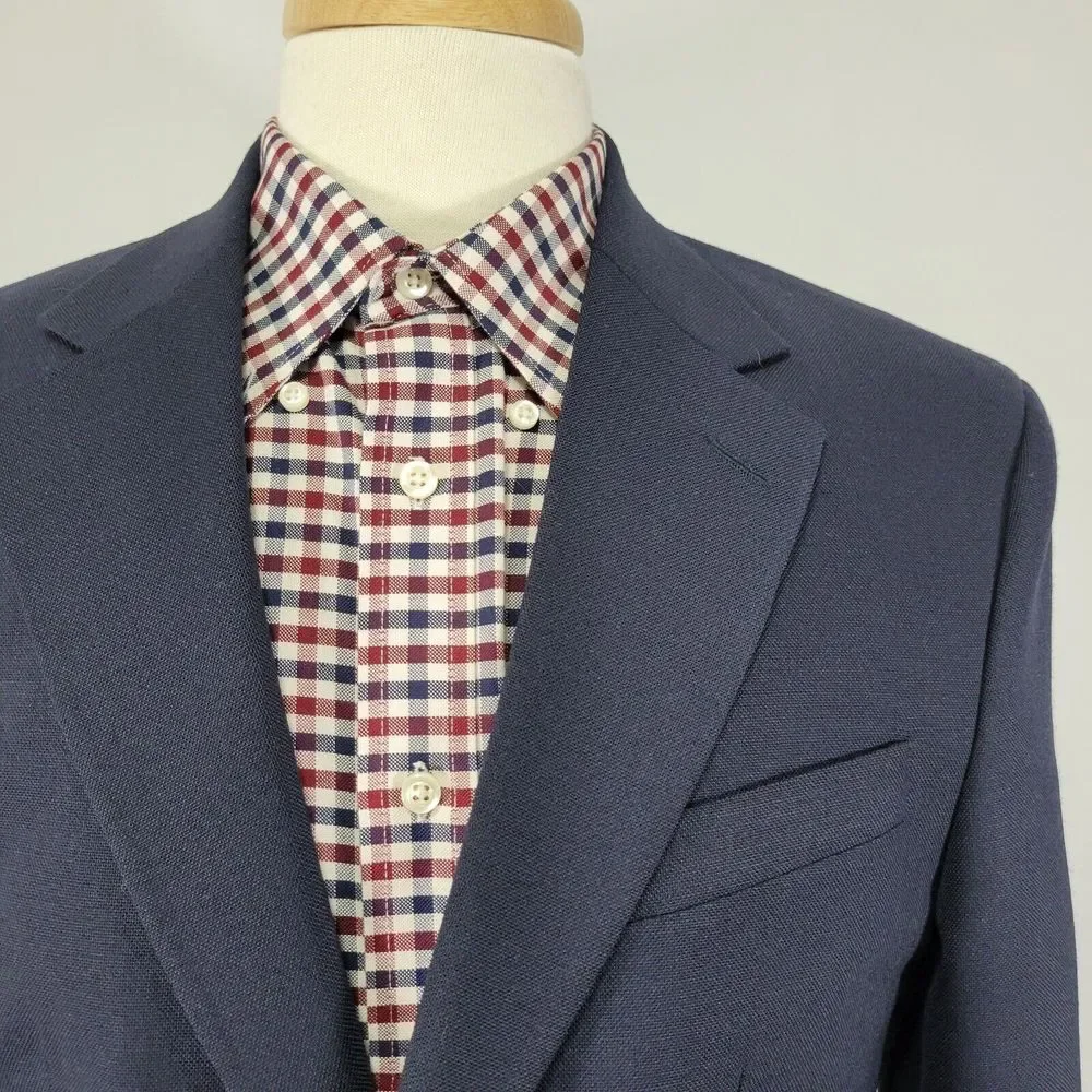 Stafford Men's‎ Sport Coat Blazer Two Button Deep Navy Polyester Wool Size 38R